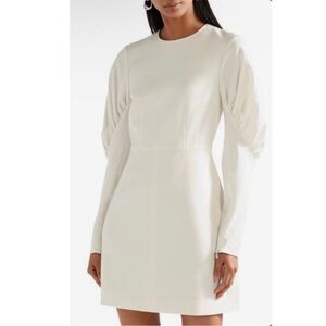 Tibi Ivory “Florence” Puff Sleeve Twill Dress  4